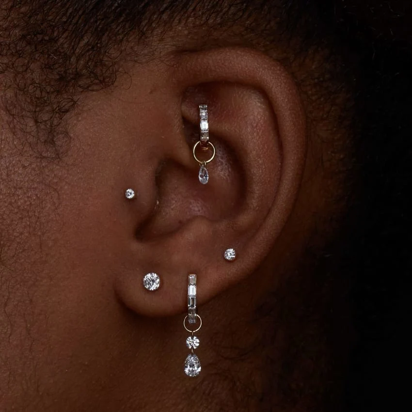 Invisible Set Baguette Diamond Eternity Hoop Earring - Image 54