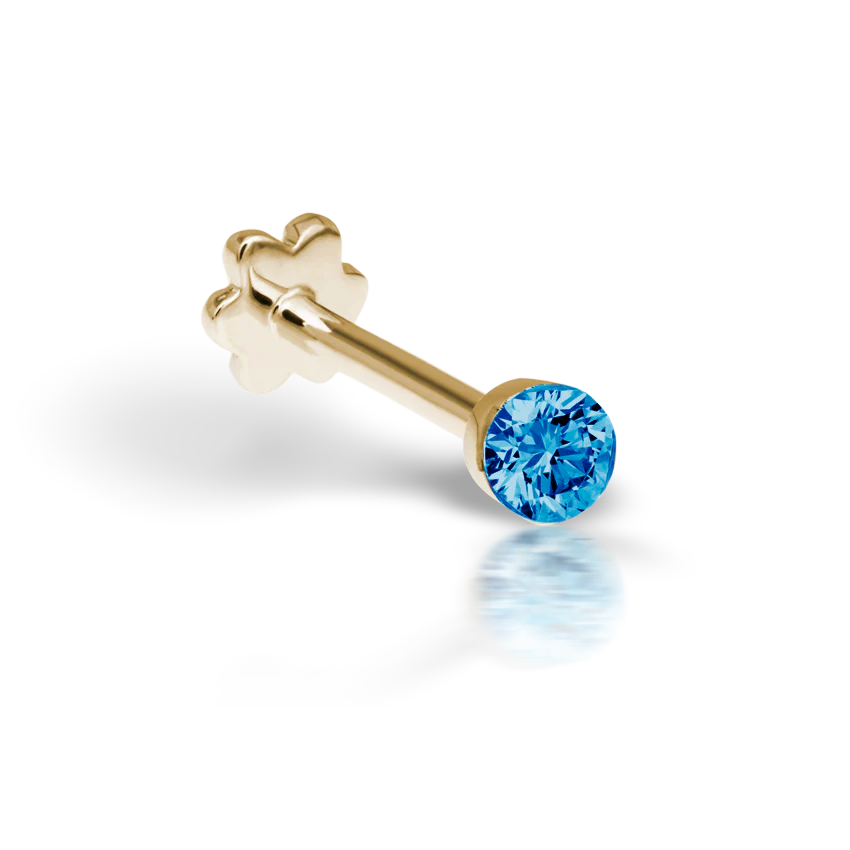 Invisible Set Blue Diamond Threaded Stud Earring With Titanium Backing - Image 12