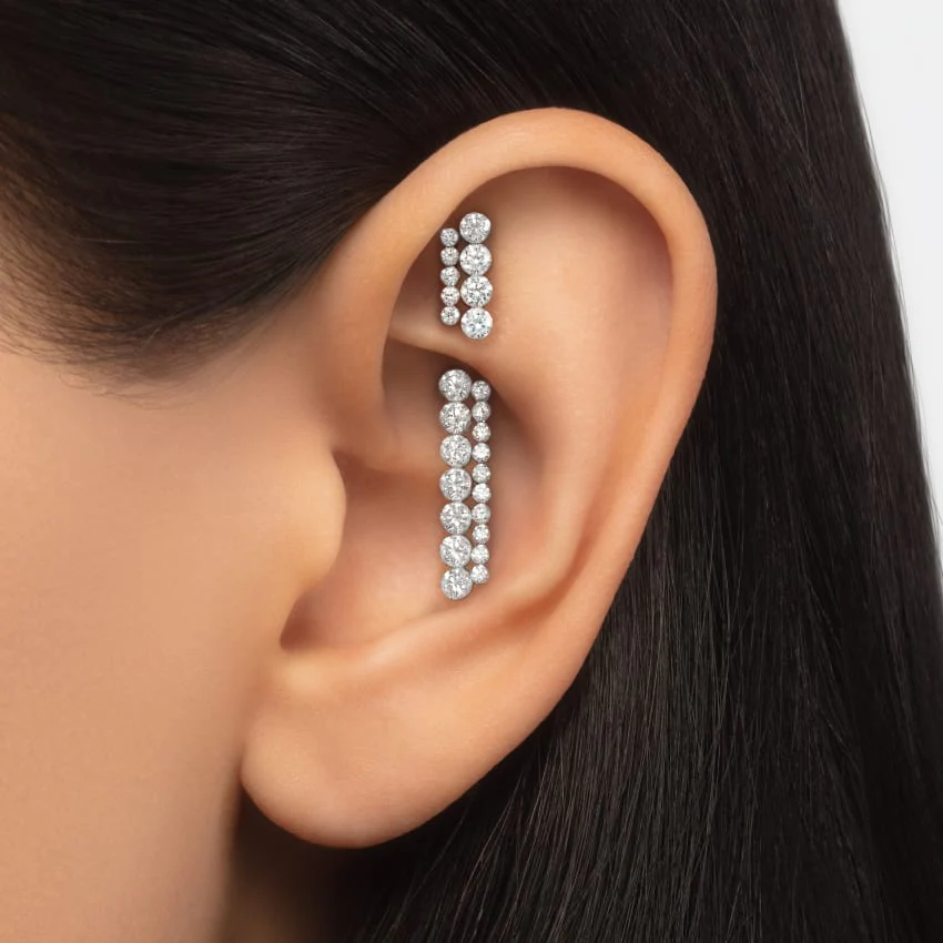 Invisible Set Diamond Apsara Bar Threaded Stud Earring - Image 11