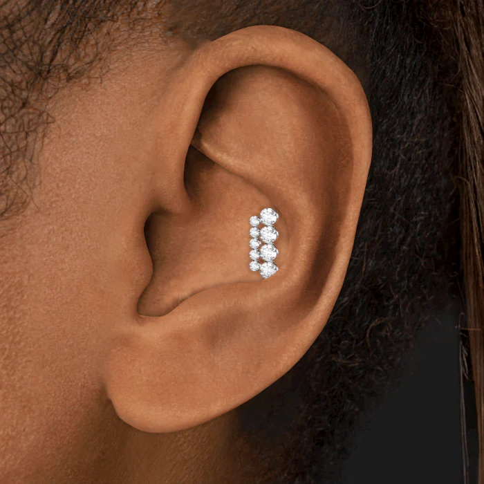 Invisible Set Diamond Apsara Bar Threaded Stud Earring - Image 19