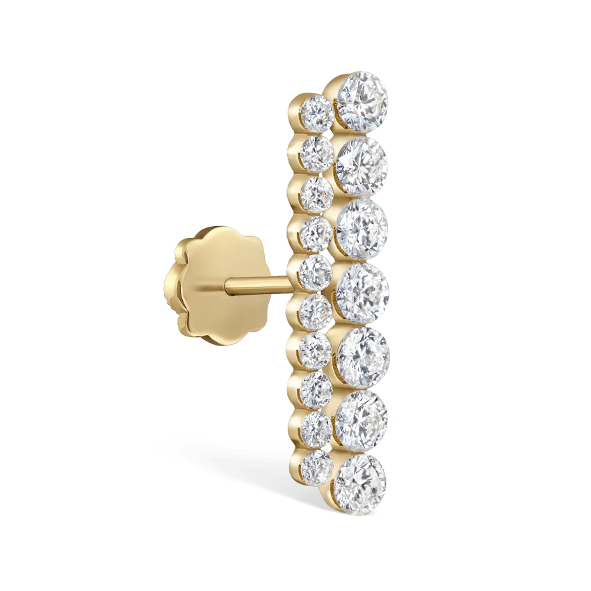 Invisible Set Diamond Apsara Bar Threaded Stud Earring - Image 22