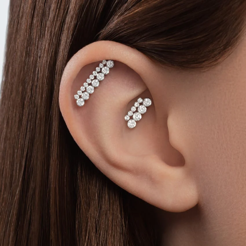 Invisible Set Diamond Apsara Bar Threaded Stud Earring - Image 31