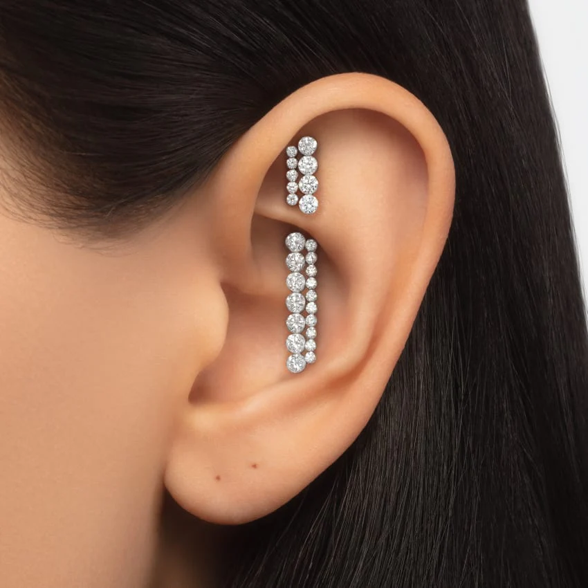 Invisible Set Diamond Apsara Bar Threaded Stud Earring - Image 37