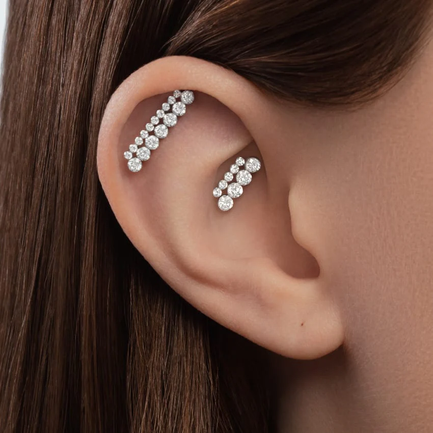 Invisible Set Diamond Apsara Bar Threaded Stud Earring - Image 38