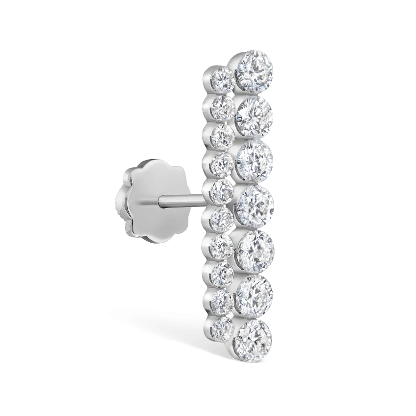 Invisible Set Diamond Apsara Bar Threaded Stud Earring - Image 9