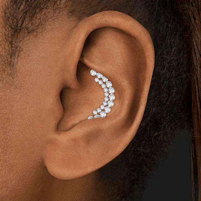 Invisible Set Diamond Apsara Curve Threaded Stud Earring - Image 14