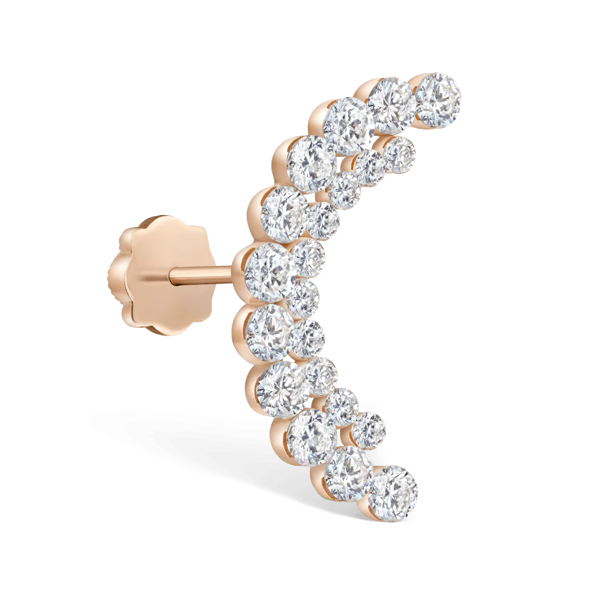 Invisible Set Diamond Apsara Curve Threaded Stud Earring - Image 16