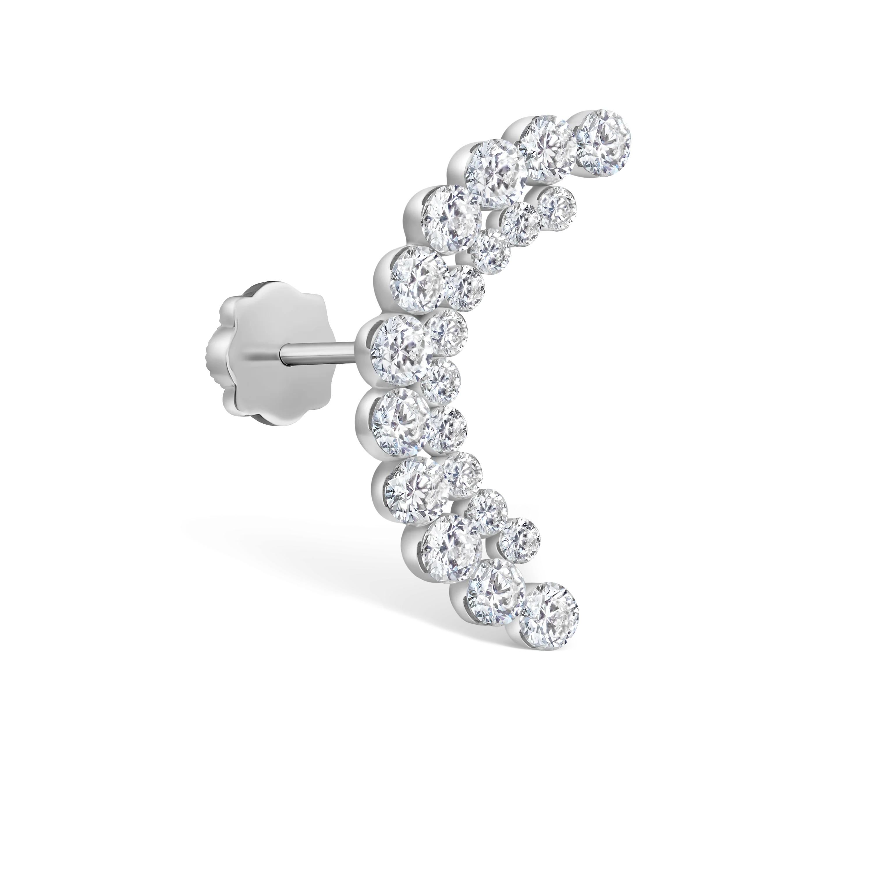 Invisible Set Diamond Apsara Curve Threaded Stud Earring - Image 24
