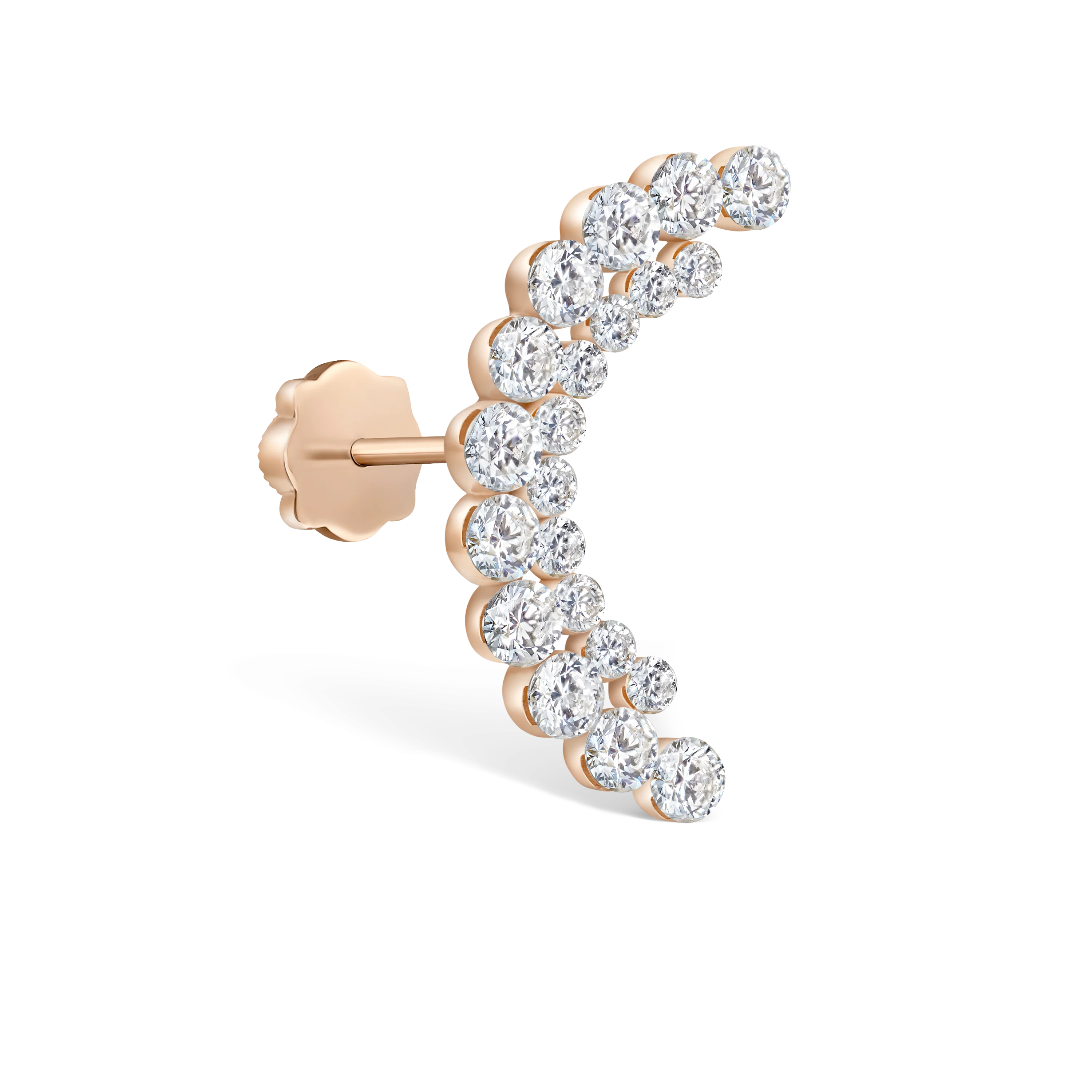 Invisible Set Diamond Apsara Curve Threaded Stud Earring - Image 25