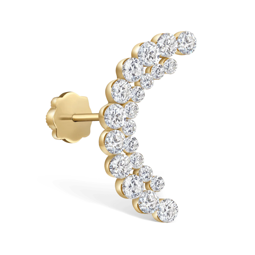 Invisible Set Diamond Apsara Curve Threaded Stud Earring - Image 9