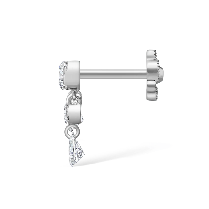 Invisible Set Diamond Crescendo Bar Threaded Stud Earring - Image 10