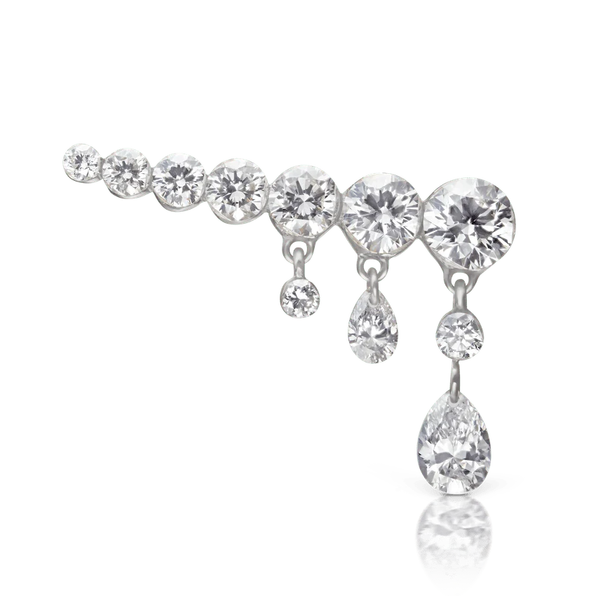 Invisible Set Diamond Crescendo Bar Threaded Stud Earring - Image 18