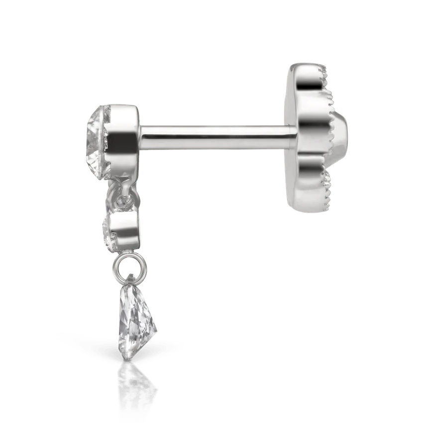 Invisible Set Diamond Crescendo Bar Threaded Stud Earring - Image 19