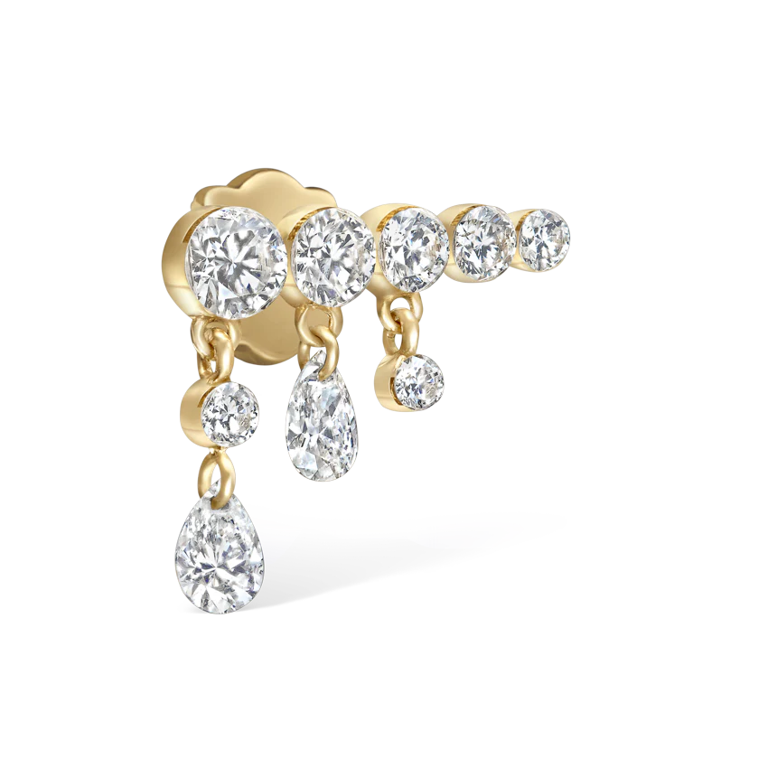 Invisible Set Diamond Crescendo Bar Threaded Stud Earring - Image 22