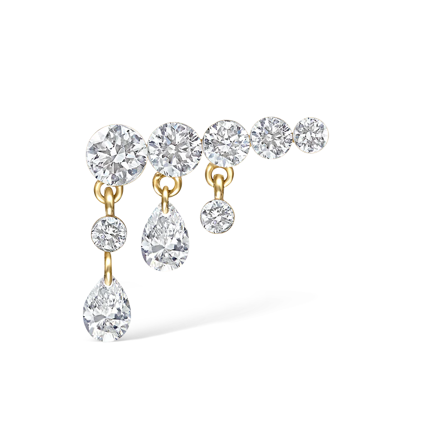Invisible Set Diamond Crescendo Bar Threaded Stud Earring - Image 23