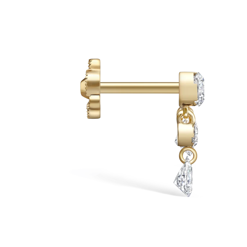 Invisible Set Diamond Crescendo Bar Threaded Stud Earring - Image 24