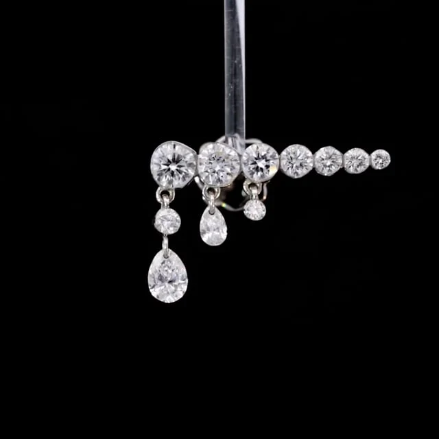 Invisible Set Diamond Crescendo Bar Threaded Stud Earring - Image 34