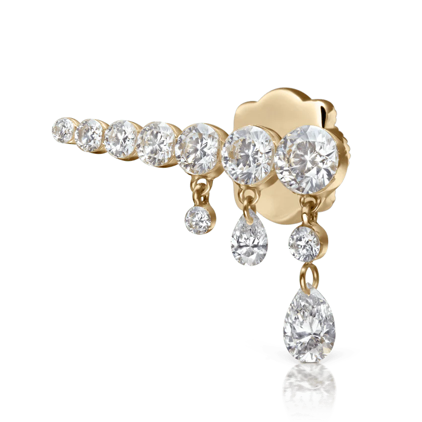 Invisible Set Diamond Crescendo Bar Threaded Stud Earring - Image 35