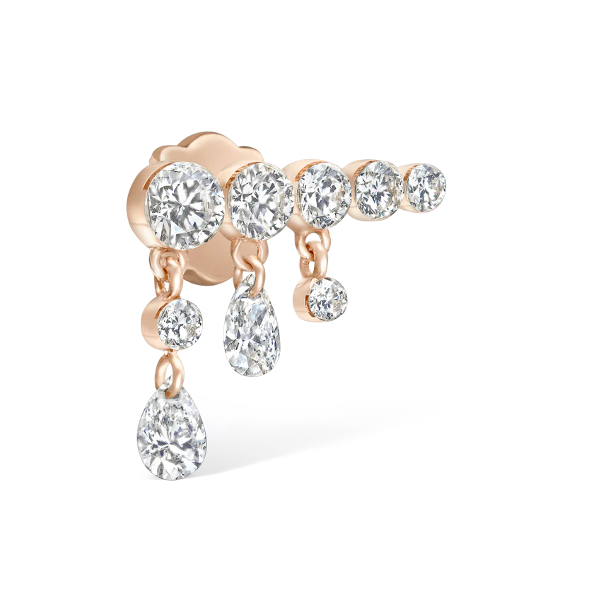 Invisible Set Diamond Crescendo Bar Threaded Stud Earring - Image 39
