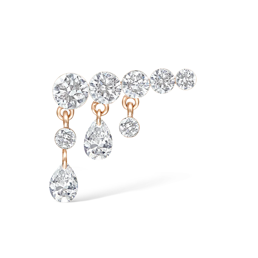 Invisible Set Diamond Crescendo Bar Threaded Stud Earring - Image 40