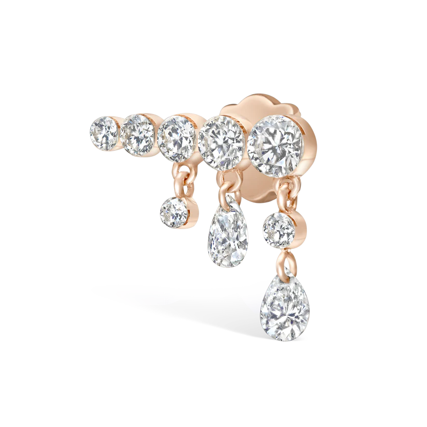 Invisible Set Diamond Crescendo Bar Threaded Stud Earring - Image 43