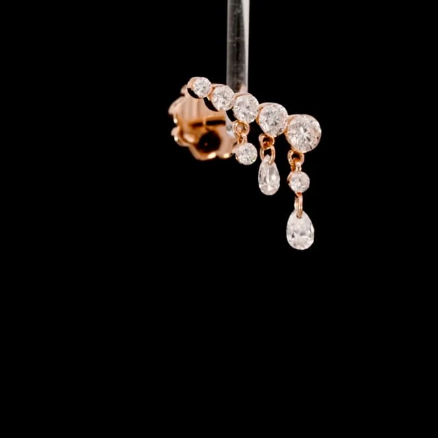 Invisible Set Diamond Crescendo Bar Threaded Stud Earring - Image 48