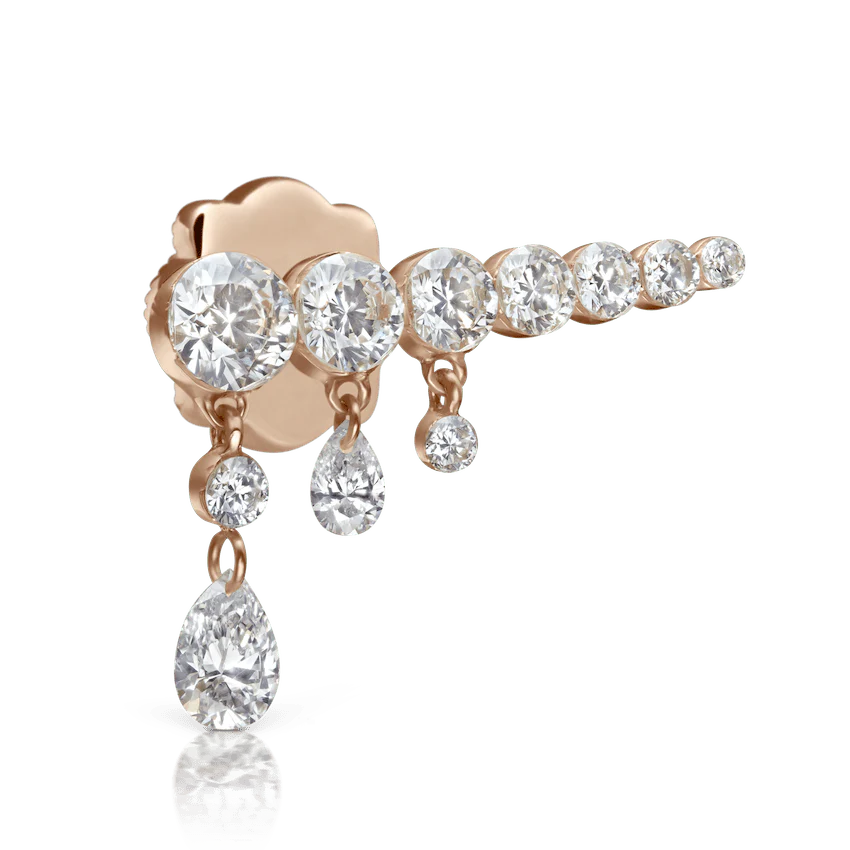 Invisible Set Diamond Crescendo Bar Threaded Stud Earring - Image 49