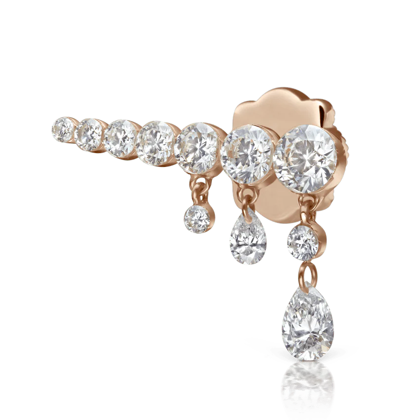 Invisible Set Diamond Crescendo Bar Threaded Stud Earring - Image 53