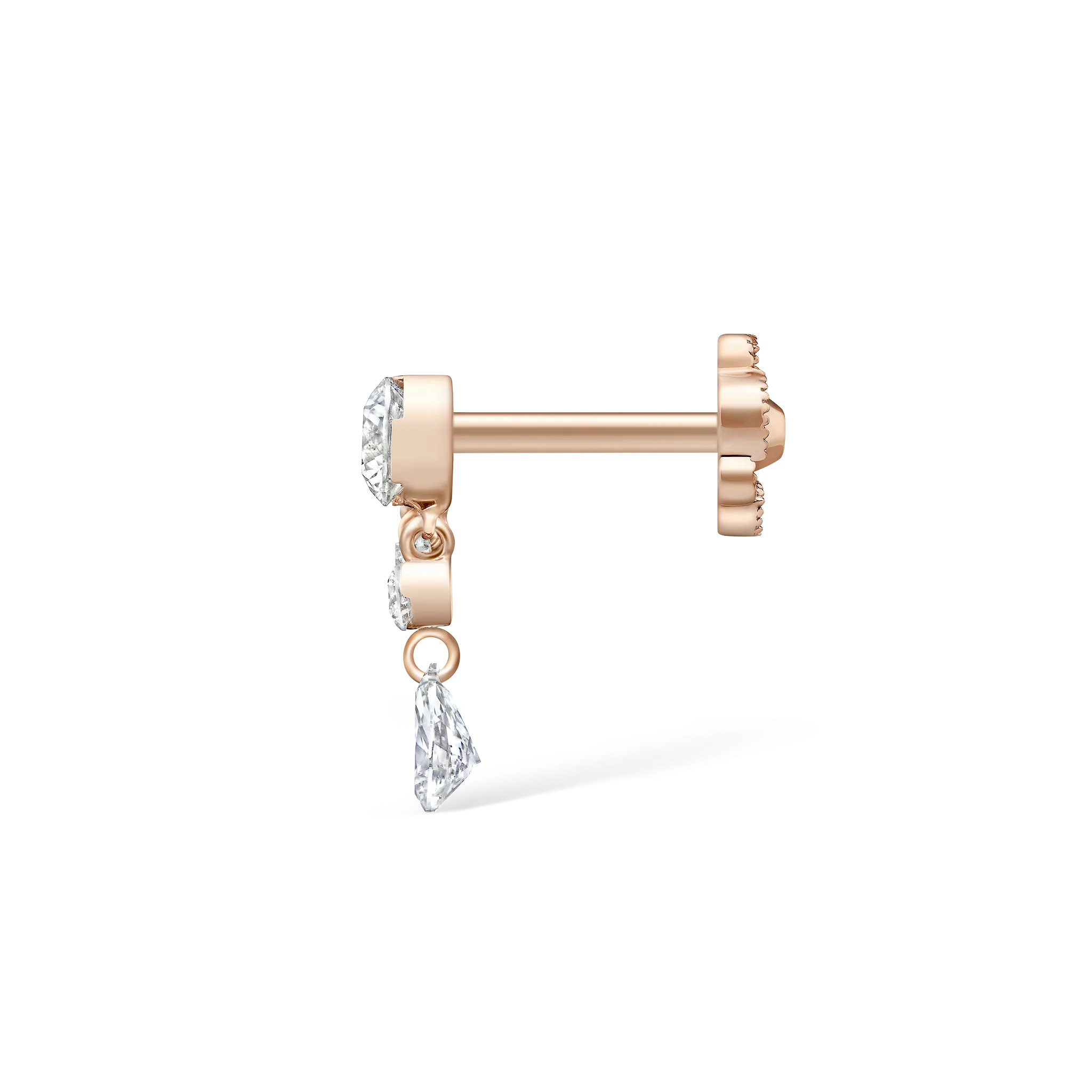 Invisible Set Diamond Crescendo Bar Threaded Stud Earring - Image 61