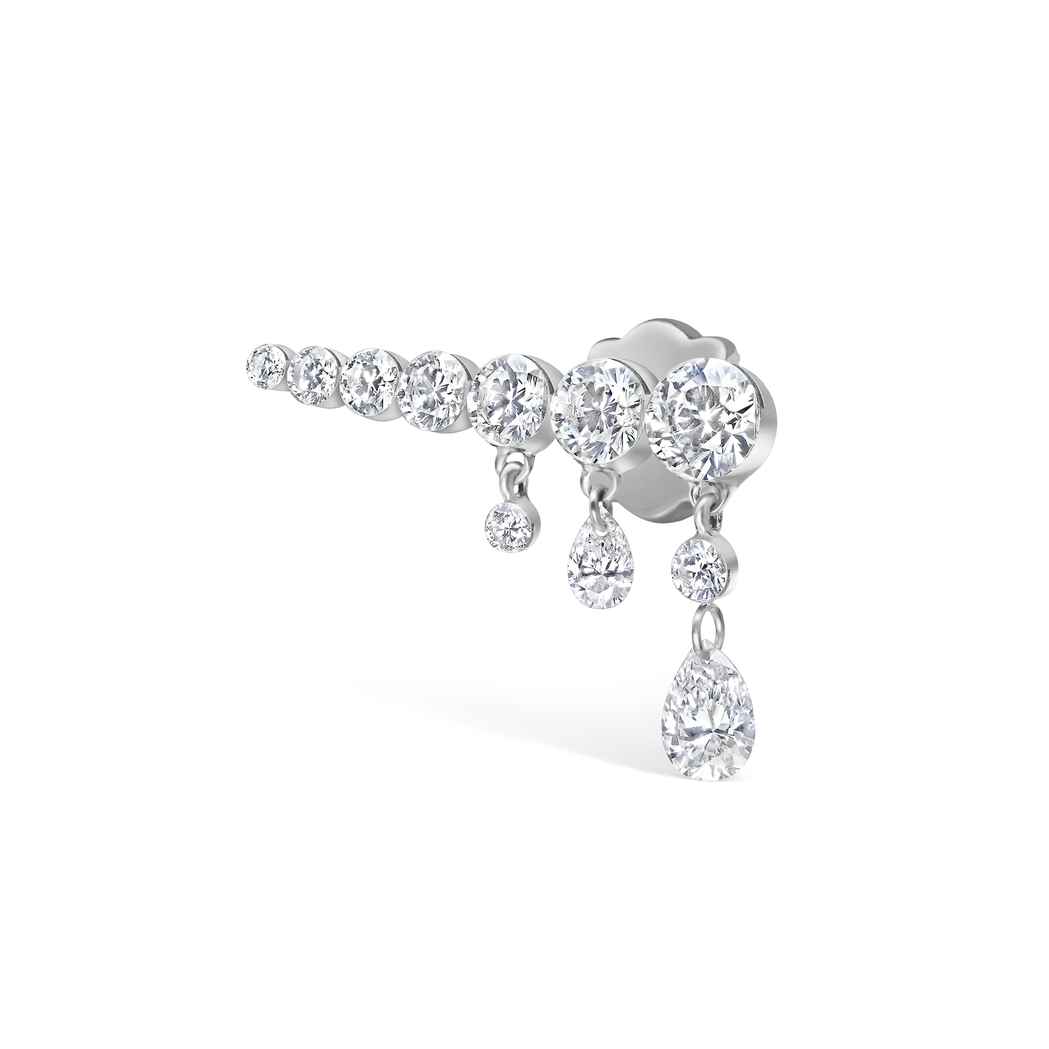 Invisible Set Diamond Crescendo Bar Threaded Stud Earring - Image 62
