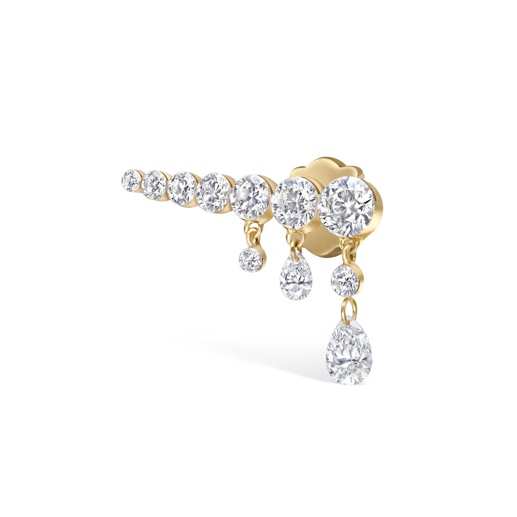 Invisible Set Diamond Crescendo Bar Threaded Stud Earring - Image 63