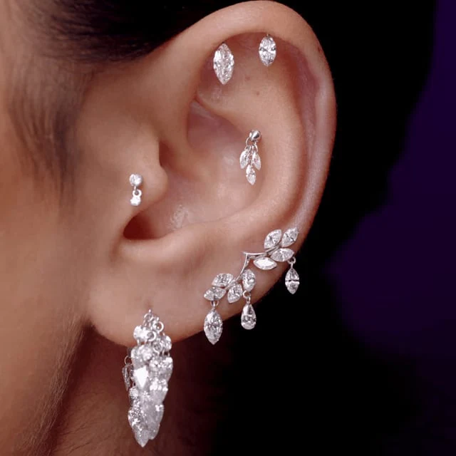 Invisible Set Diamond Dangle Threaded Stud Earring - Image 22