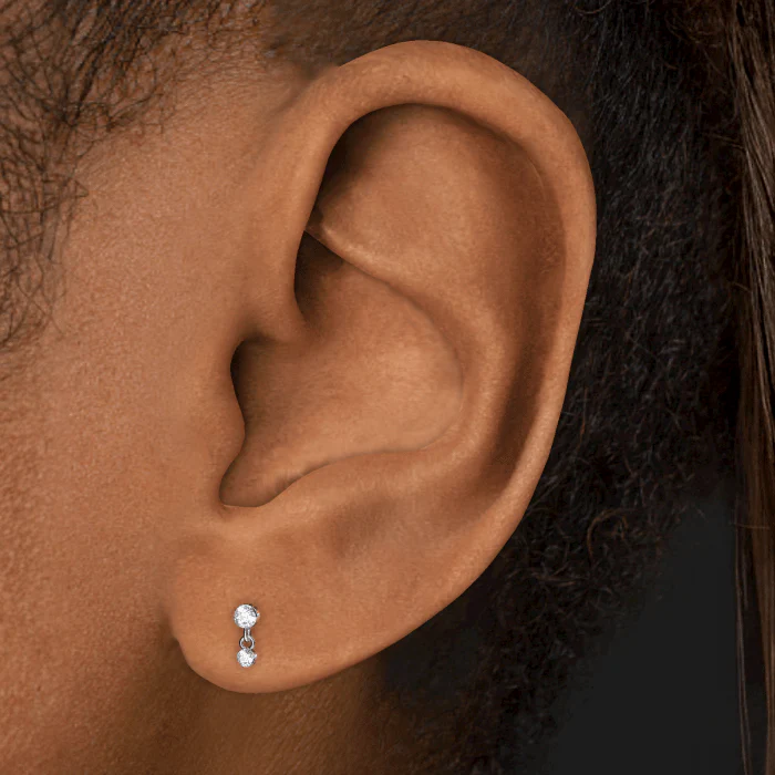 Invisible Set Diamond Dangle Threaded Stud Earring - Image 4