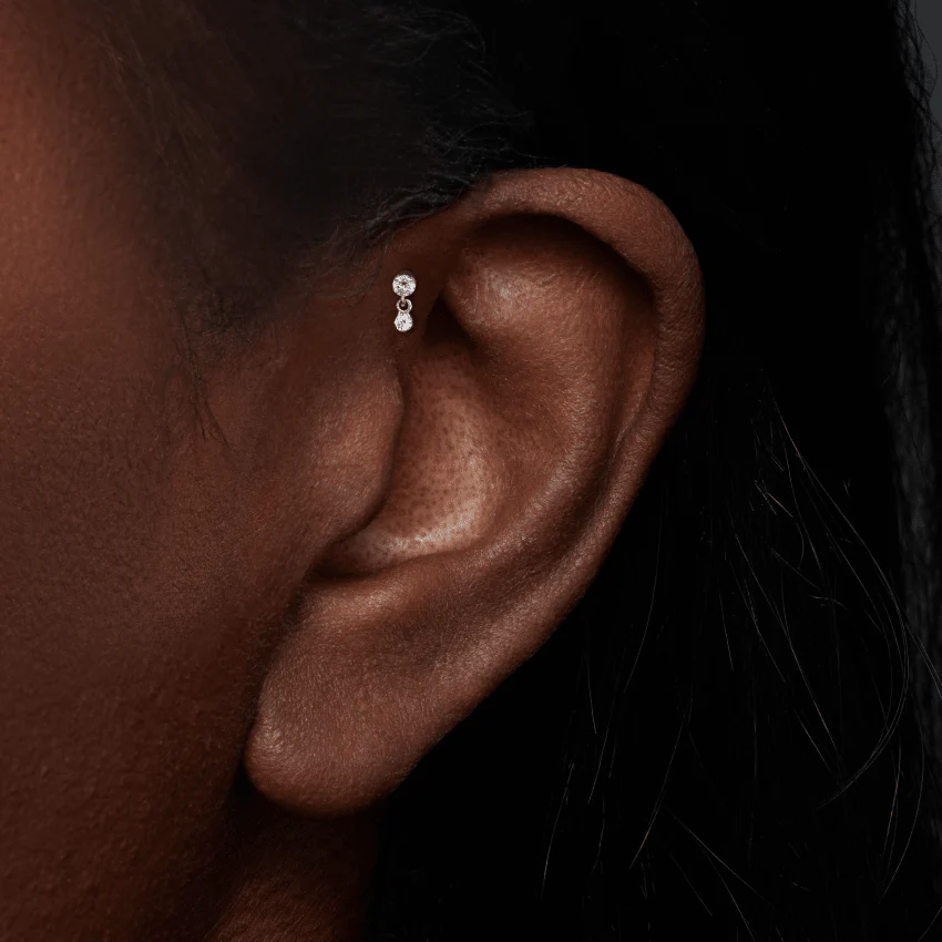 Invisible Set Diamond Dangle Threaded Stud Earring - Image 41