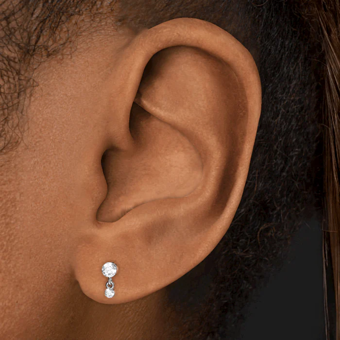 Invisible Set Diamond Dangle Threaded Stud Earring - Image 44