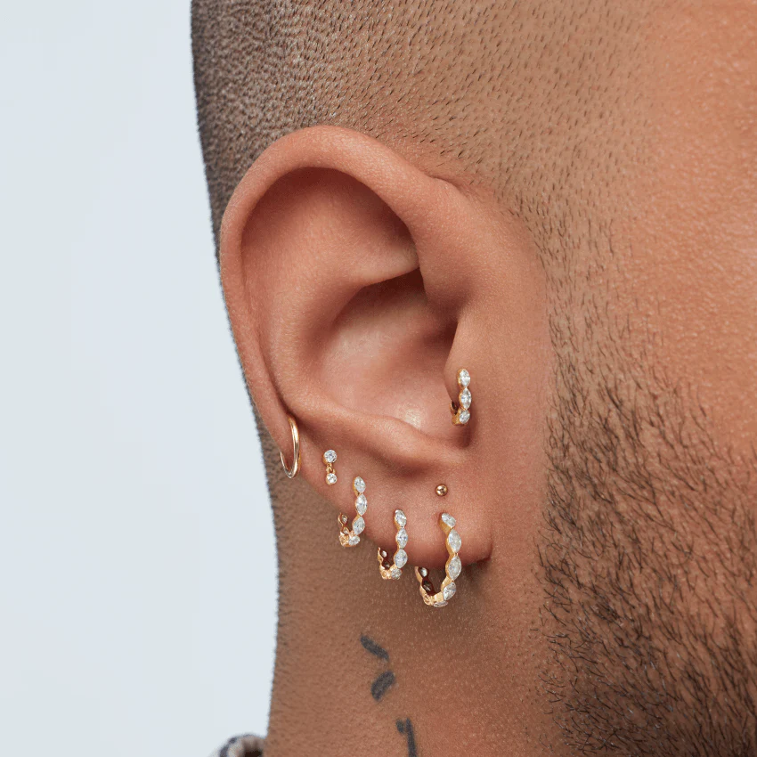 Invisible Set Diamond Dangle Threaded Stud Earring - Image 5