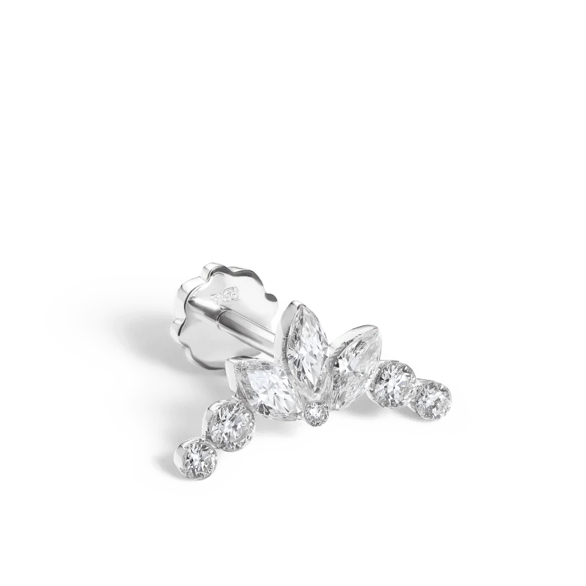 Invisible Set Diamond Lotus Garland Threaded Stud Earring - Image 2