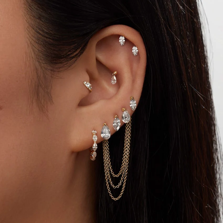 Invisible Set Diamond Marquise Eternity Hoop Earring - Image 29