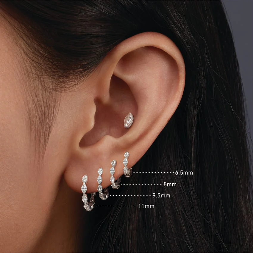 Invisible Set Diamond Marquise Eternity Hoop Earring - Image 32