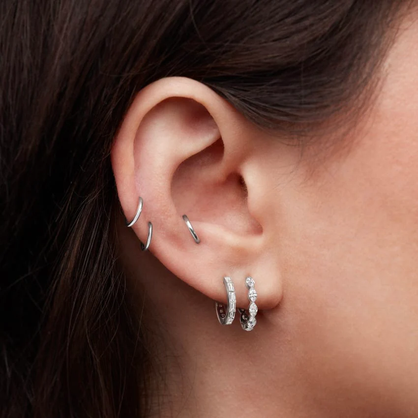 Invisible Set Diamond Marquise Eternity Hoop Earring - Image 35