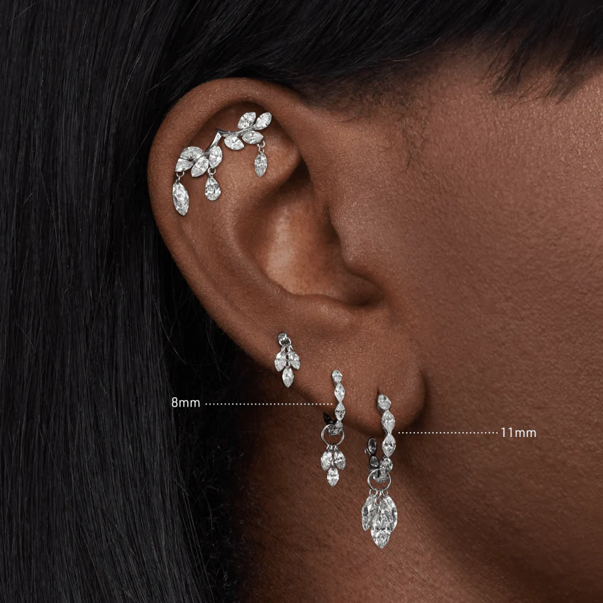 Invisible Set Diamond Marquise Eternity Hoop Earring - Image 42