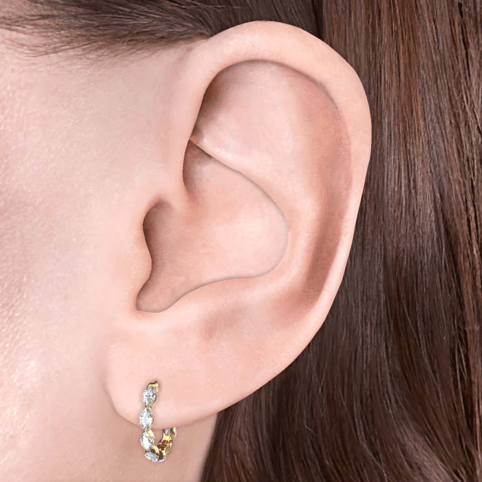 Invisible Set Diamond Marquise Eternity Hoop Earring - Image 63
