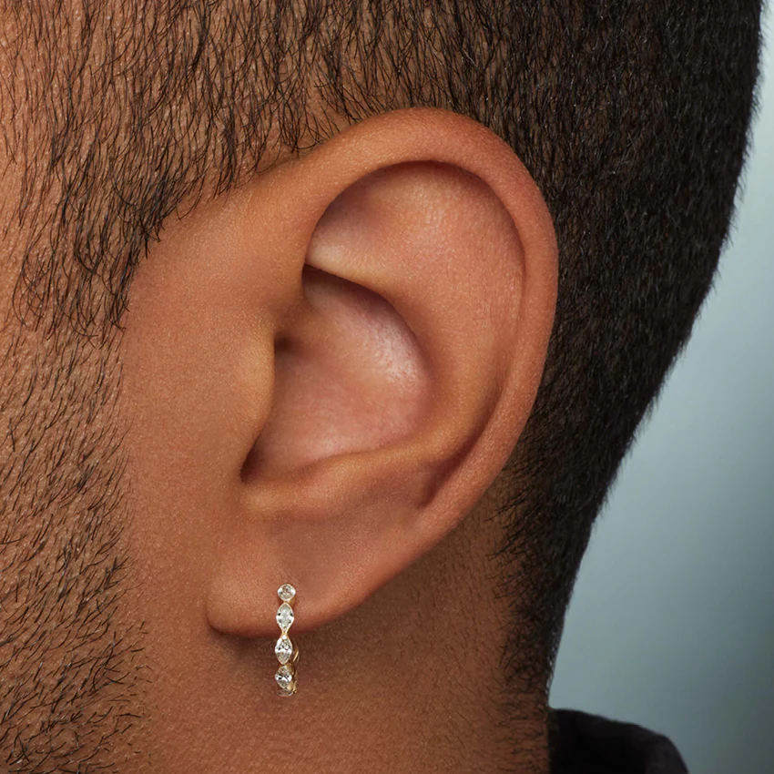 Invisible Set Diamond Marquise Eternity Hoop Earring - Image 94