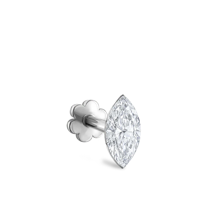 Invisible Set Diamond Marquise Threaded Stud Earring - Image 10