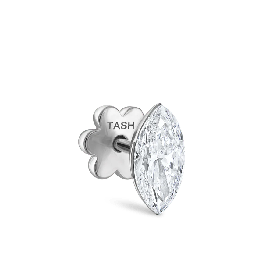 Invisible Set Diamond Marquise Threaded Stud Earring - Image 13