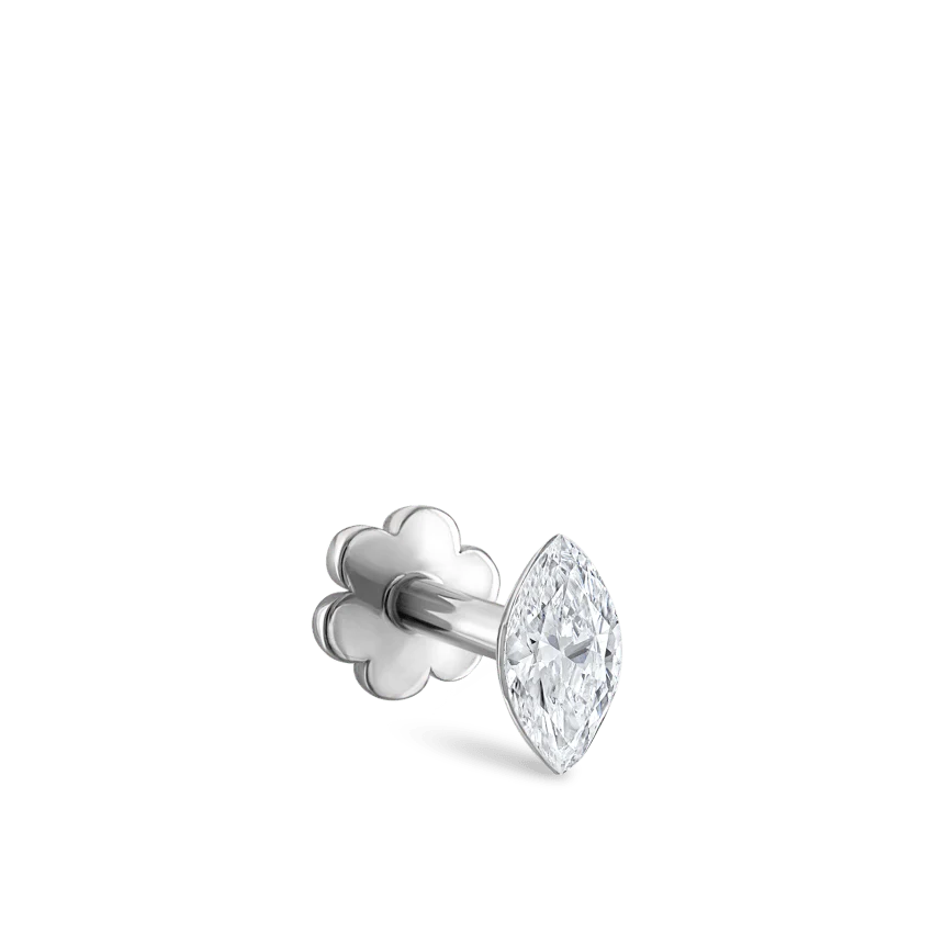 Invisible Set Diamond Marquise Threaded Stud Earring - Image 5