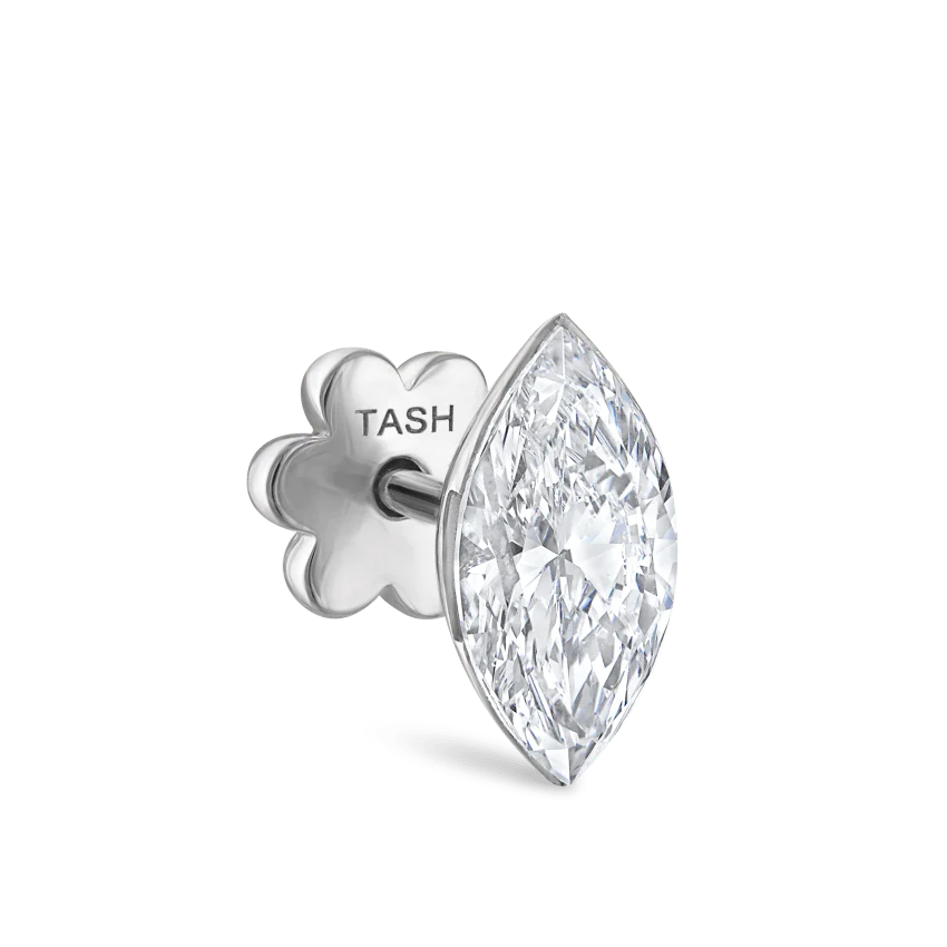 Invisible Set Diamond Marquise Threaded Stud Earring With Titanium Backing - Image 16