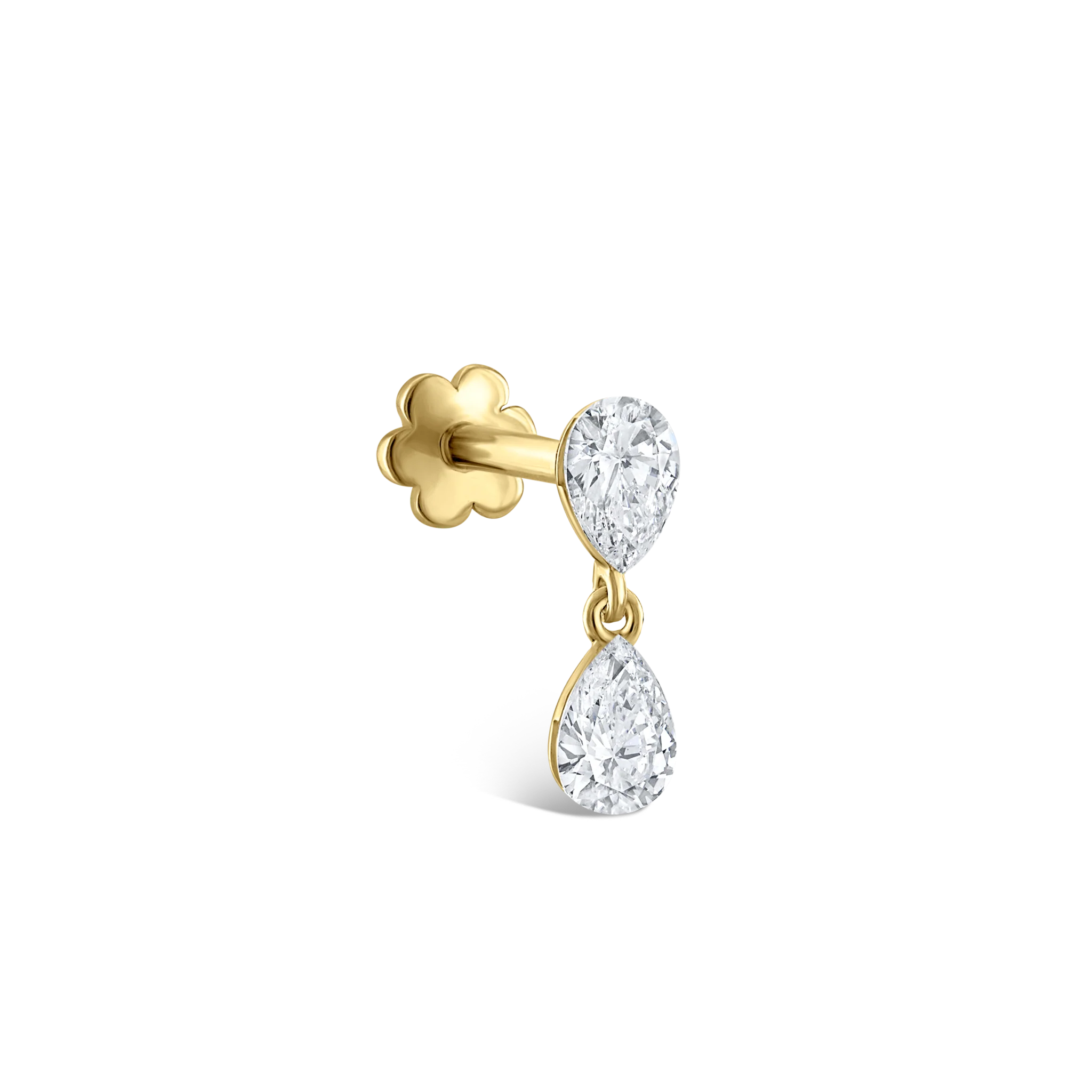 Invisible Set Diamond Pear Dangle Threaded Stud Earring - Image 15