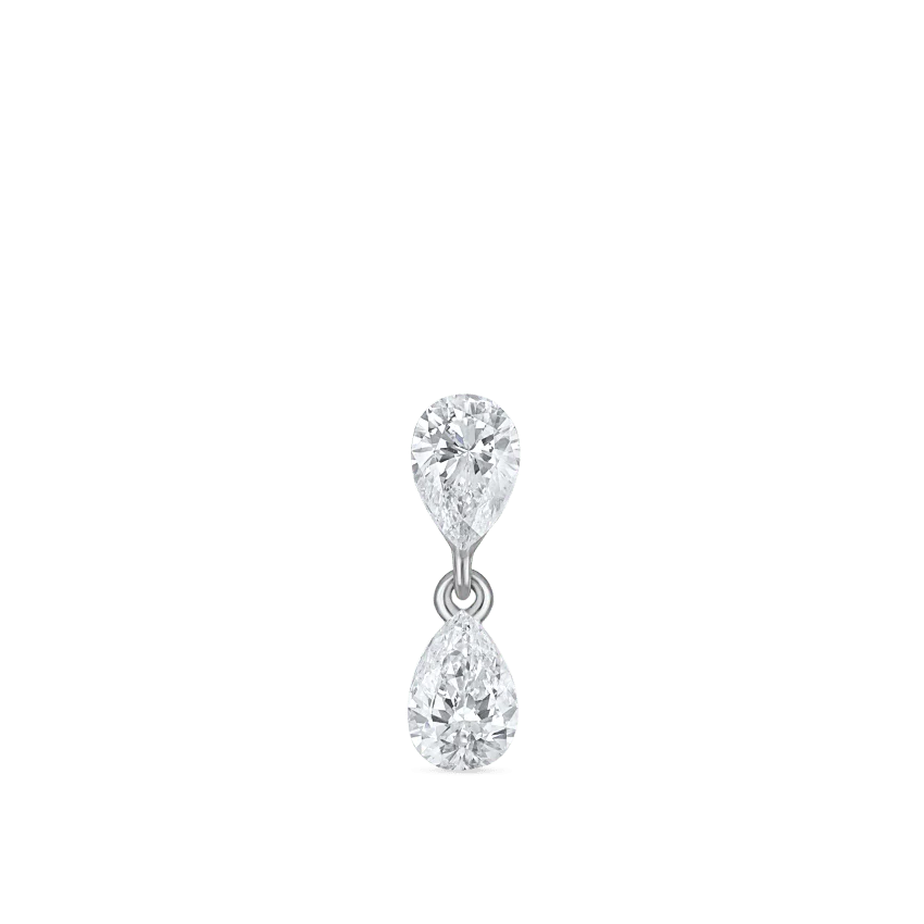 Invisible Set Diamond Pear Dangle Threaded Stud Earring - Image 3