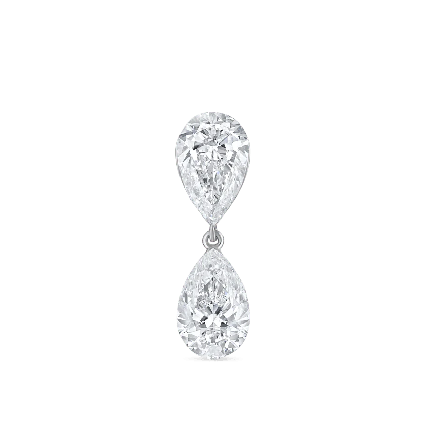Invisible Set Diamond Pear Dangle Threaded Stud Earring - Image 9